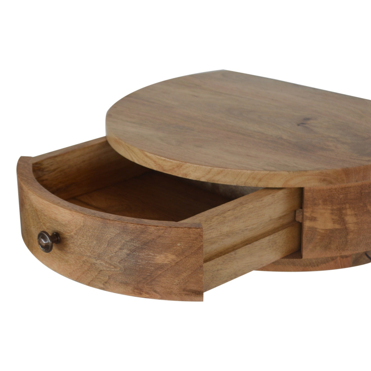 Solid Wood Wall-Mounted Rounded Nightstand