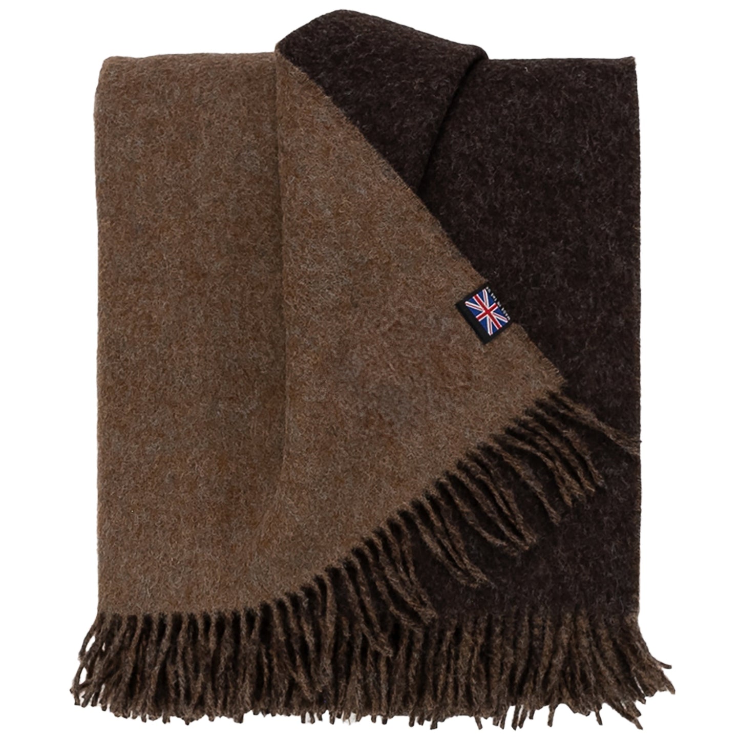 Highland Tweeds Reversible Double Cloth Throw - Mocha/Brown