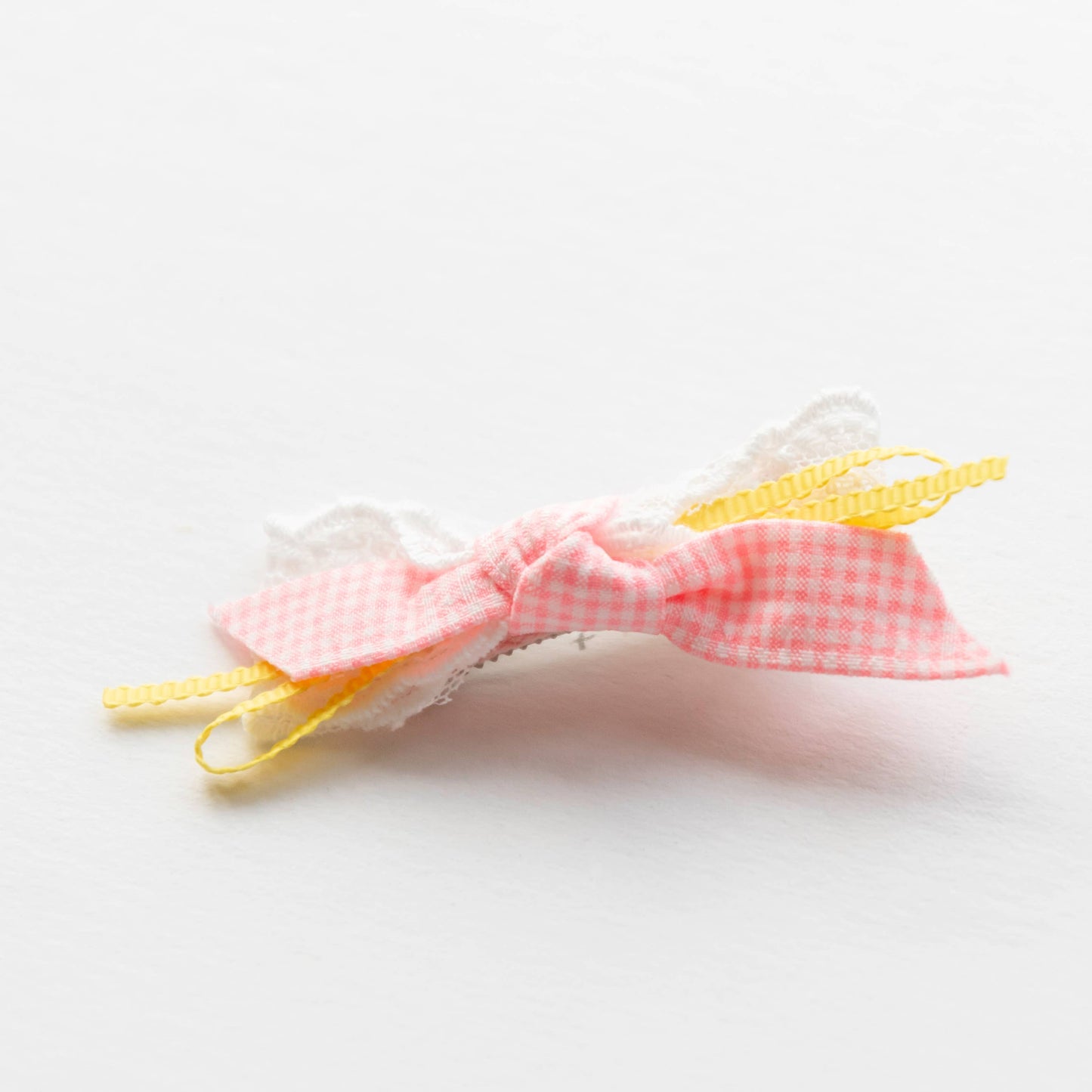 Heart and Ribbon Hair Clips | Pink & Yellow
