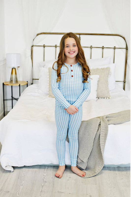 Blue Gingham Pajama Set