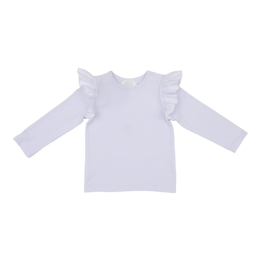 White L/S Ruffle Tee