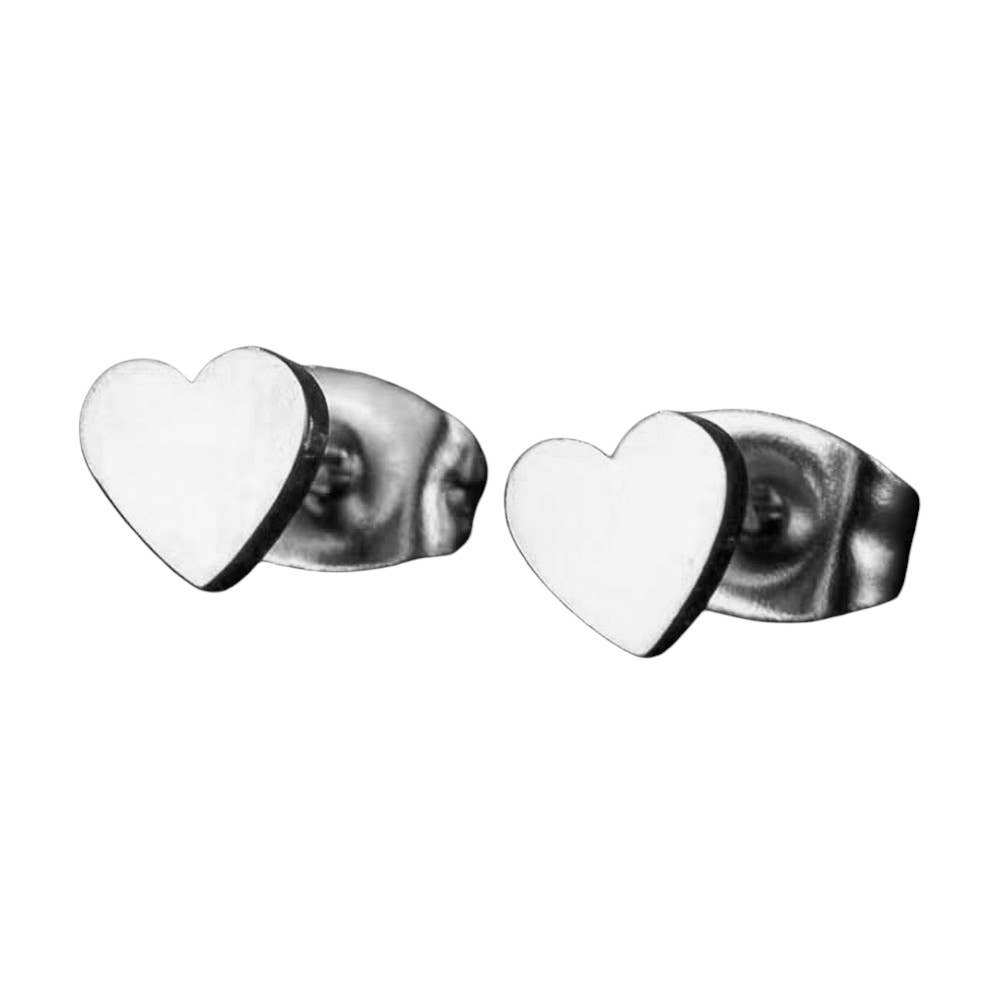 Stainless Steel Heart Stud Earrings