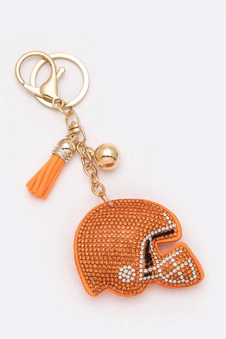 Football Helmet Crystal Key Chain