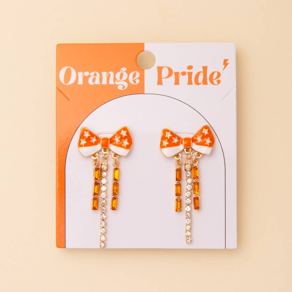 Game Day Crystal Rhinestone Embellished Bow Post Earrings