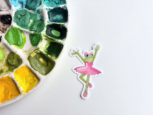 Frog Ballerina Vinyl Sticker Whimsical Dance Amphibian