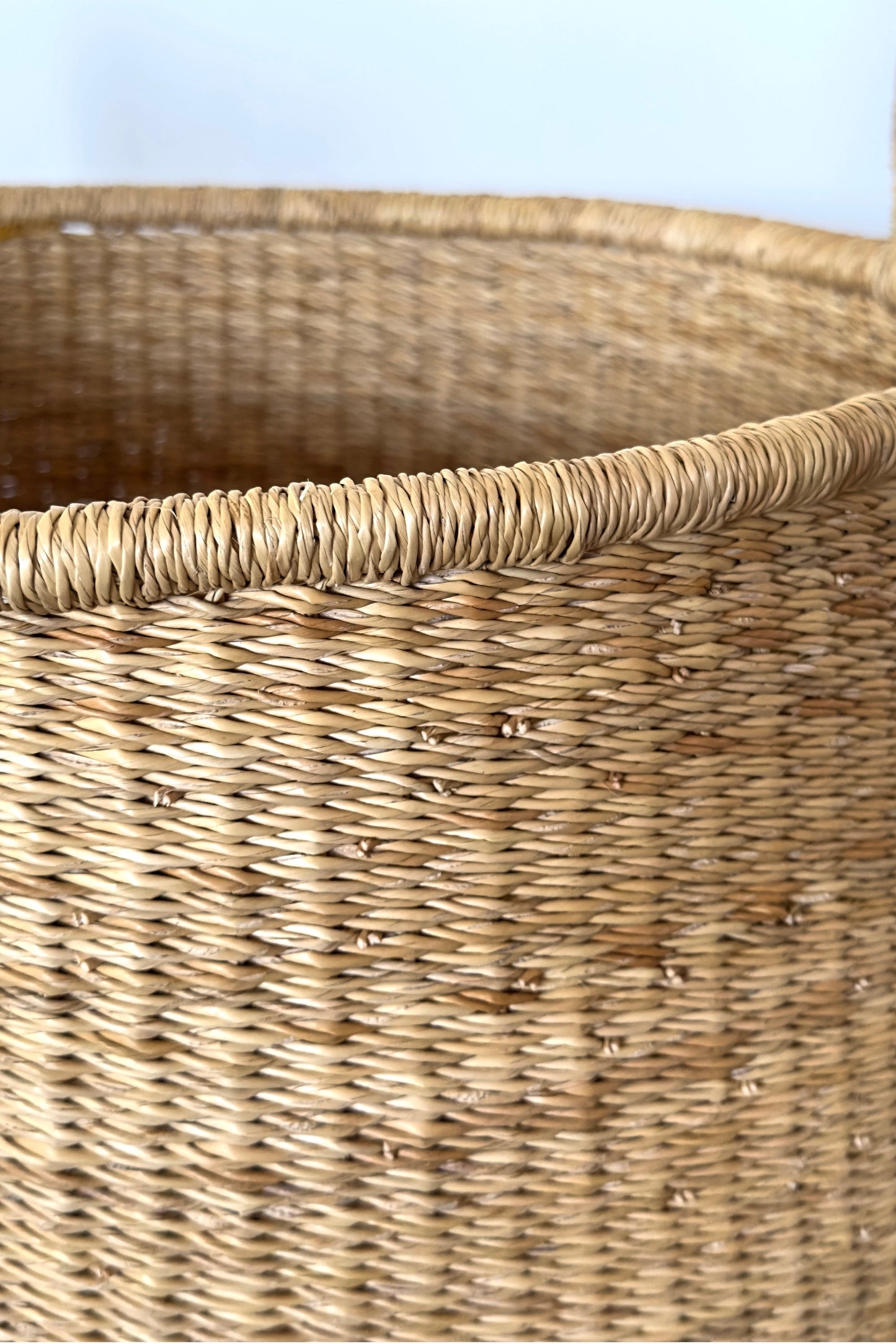 Handwoven Short Basket Hamper - Natural