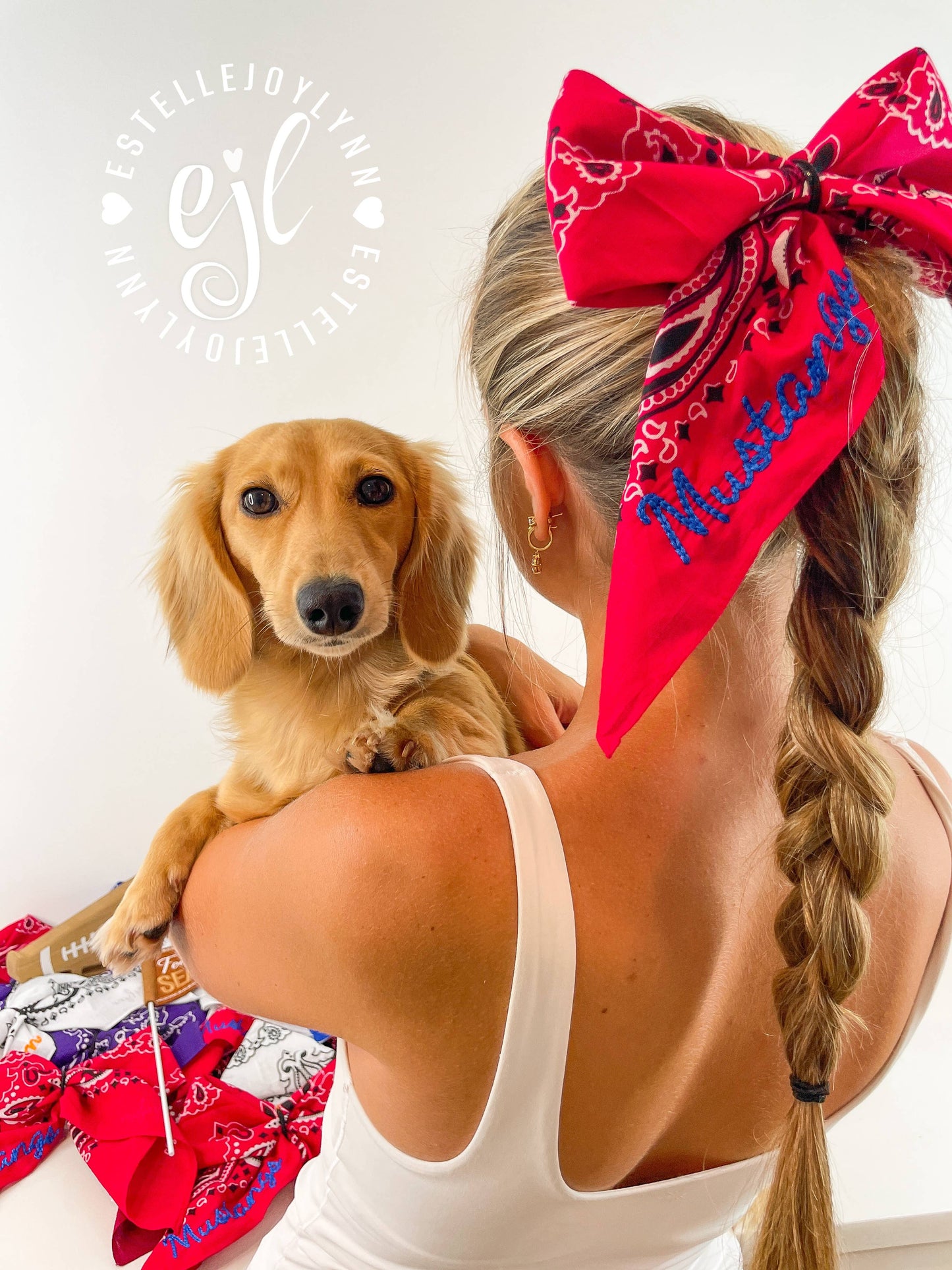 Bandana Bows Barrette CUSTOM Embroidered School Spirit