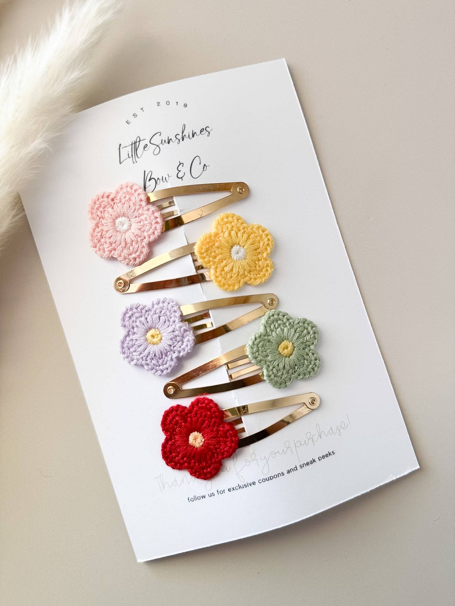 Spring Flower Hair Clips- Set of 5