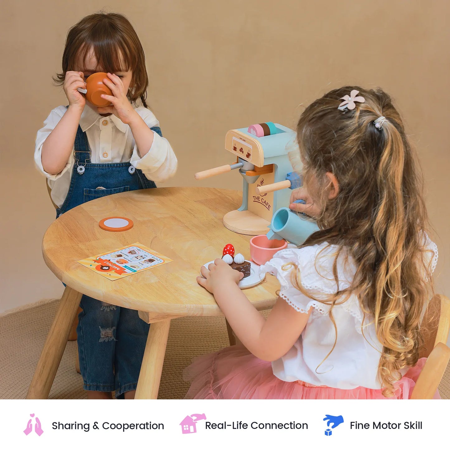 Tiny Land® Play Kitchen Accessories – Children’s Coffee Maker: Wooden Kids Play Coffee Maker Set