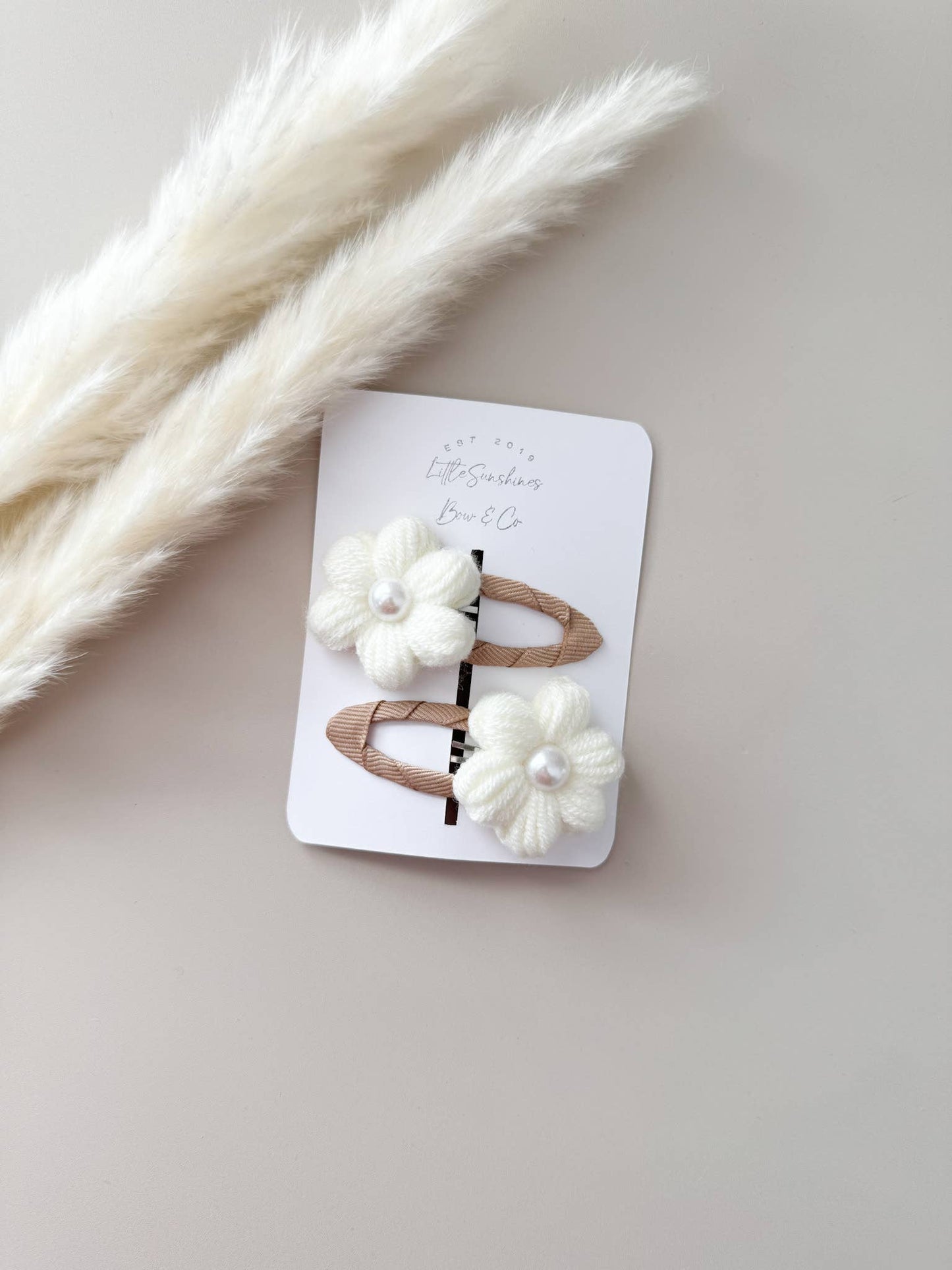 Knit Pearl Flower Hair Clips & Headbands