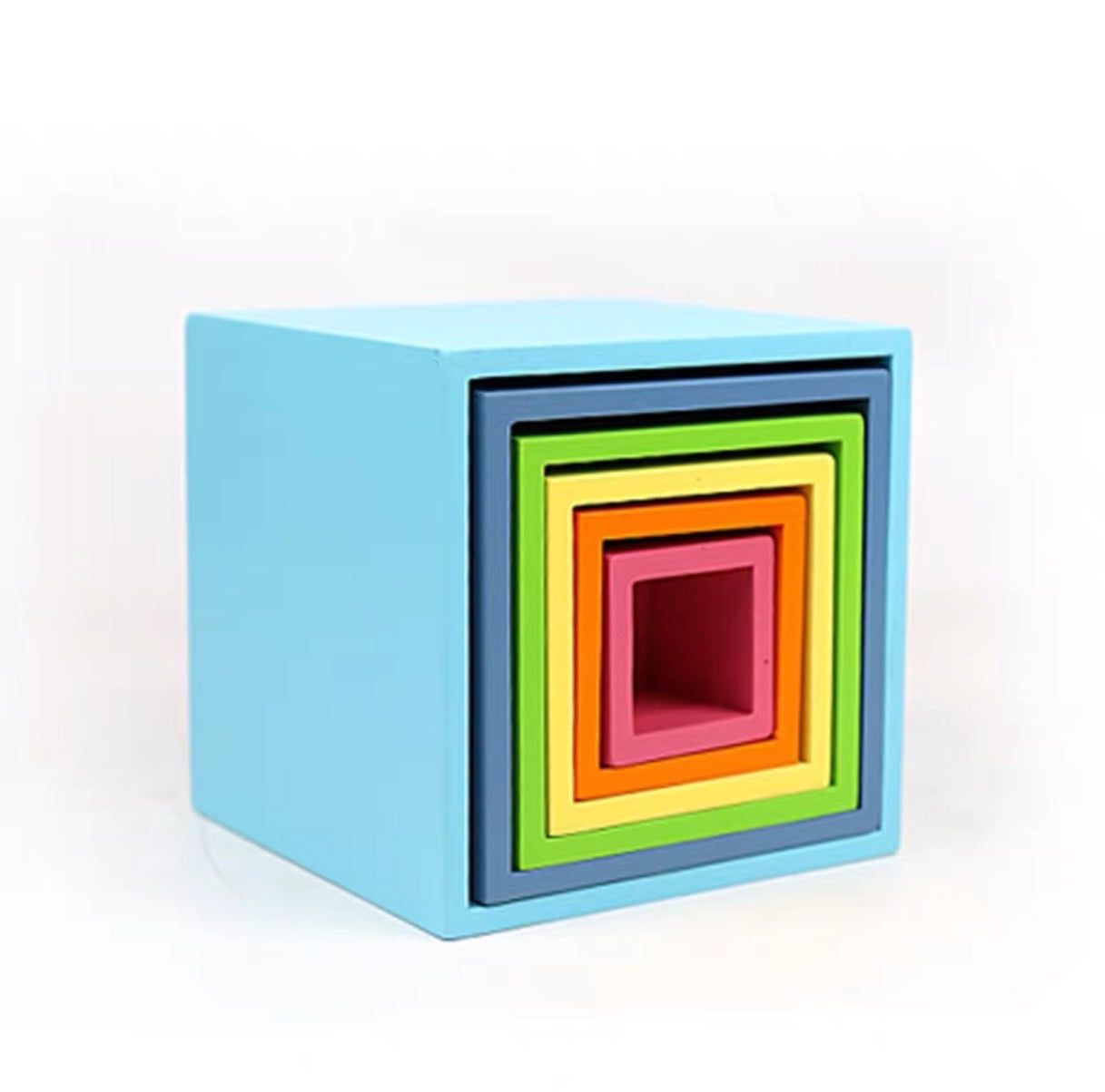 6-Piece Basswood Wooden Pastel Nesting Box Set | Painted & Hand-Stained Finishes | Montessori Stacking Toy