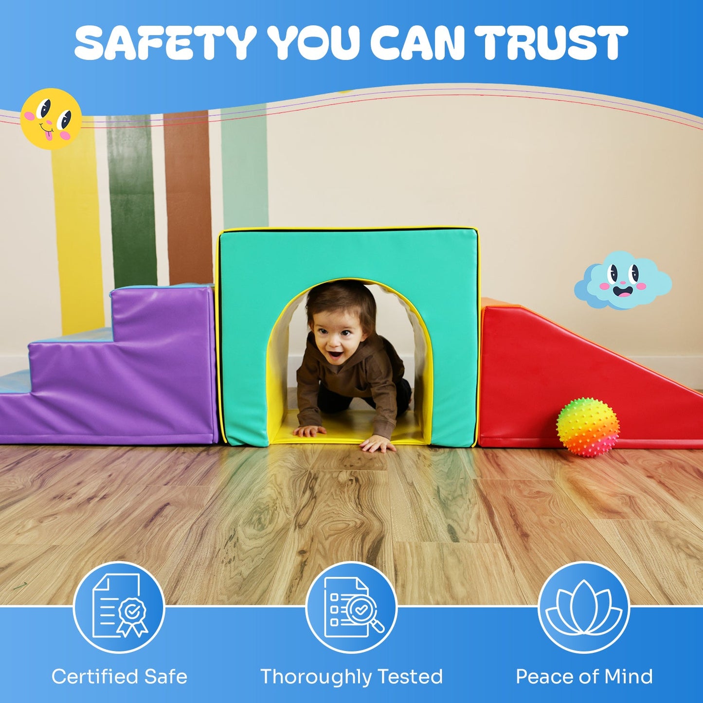 Toddler Climbing Toys - Soft Play Set for Kids (4 Pc Set)