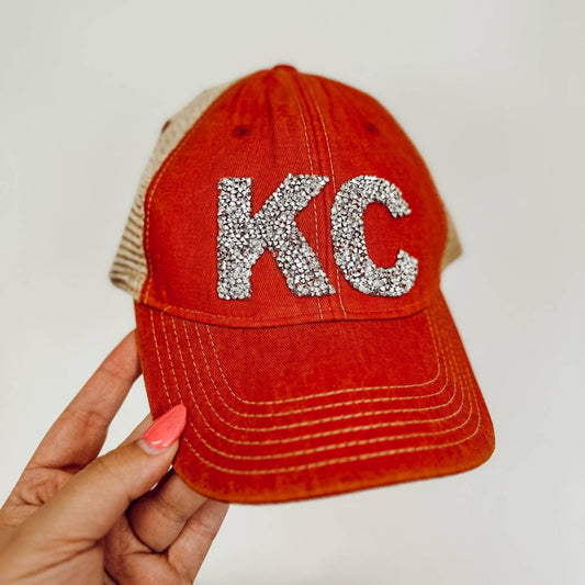KC Silver Bling | Red Khaki dirty wash adult hat