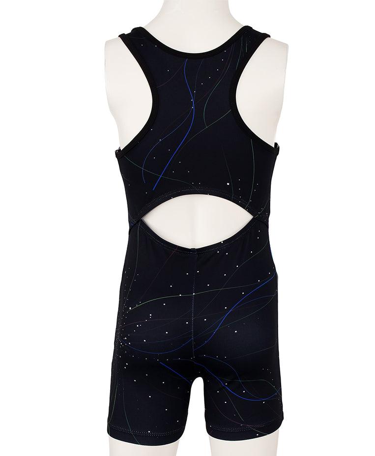 Sparkly Flower Diamond Pattern Biketard Unitard for Girls