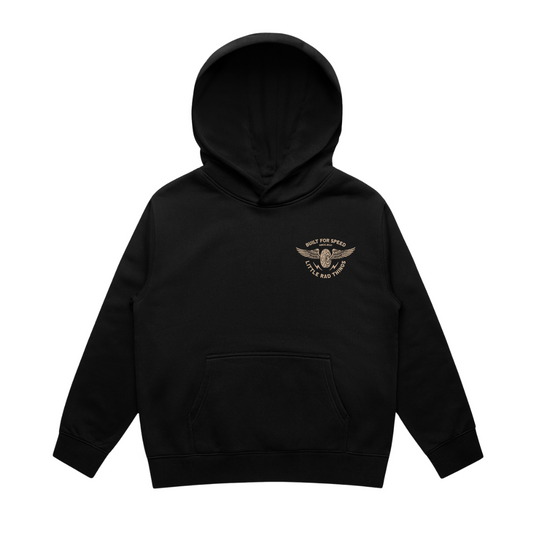 [PREORDER SHIPS SEPT 2]  THE WINGED MECHANIC HOODIE - RECYCLED BLACK