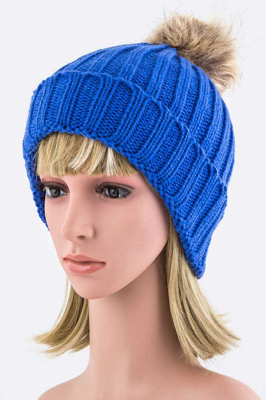 Detachable Fur Pom Fashion Beanie