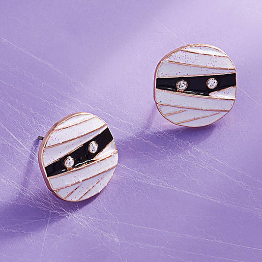 Enamel Mummy Face Stud Earrings- titanium nickel free