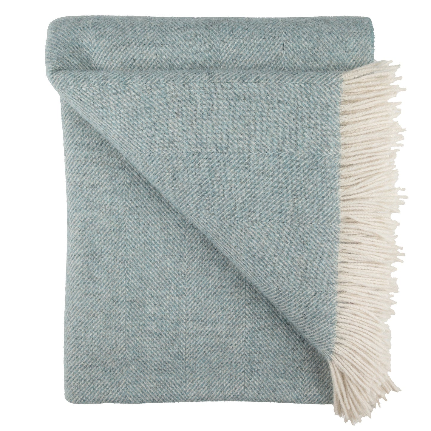 Southampton Home Shetland Lambswool Herringbone Throw – Robin's Egg | Woven in England