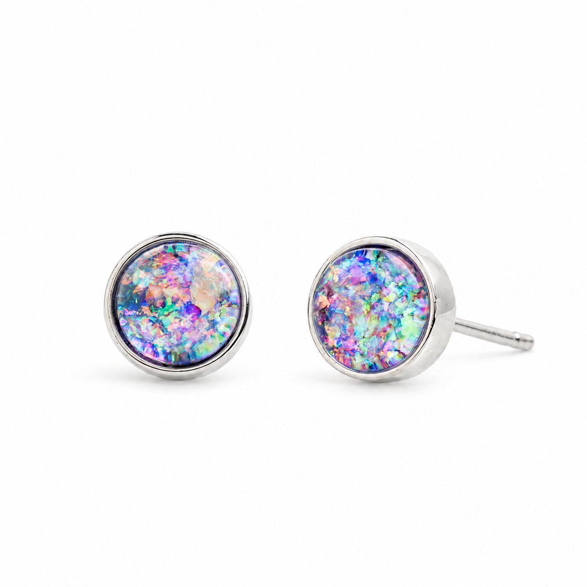 Lora Lavender Silver Stud Earrings