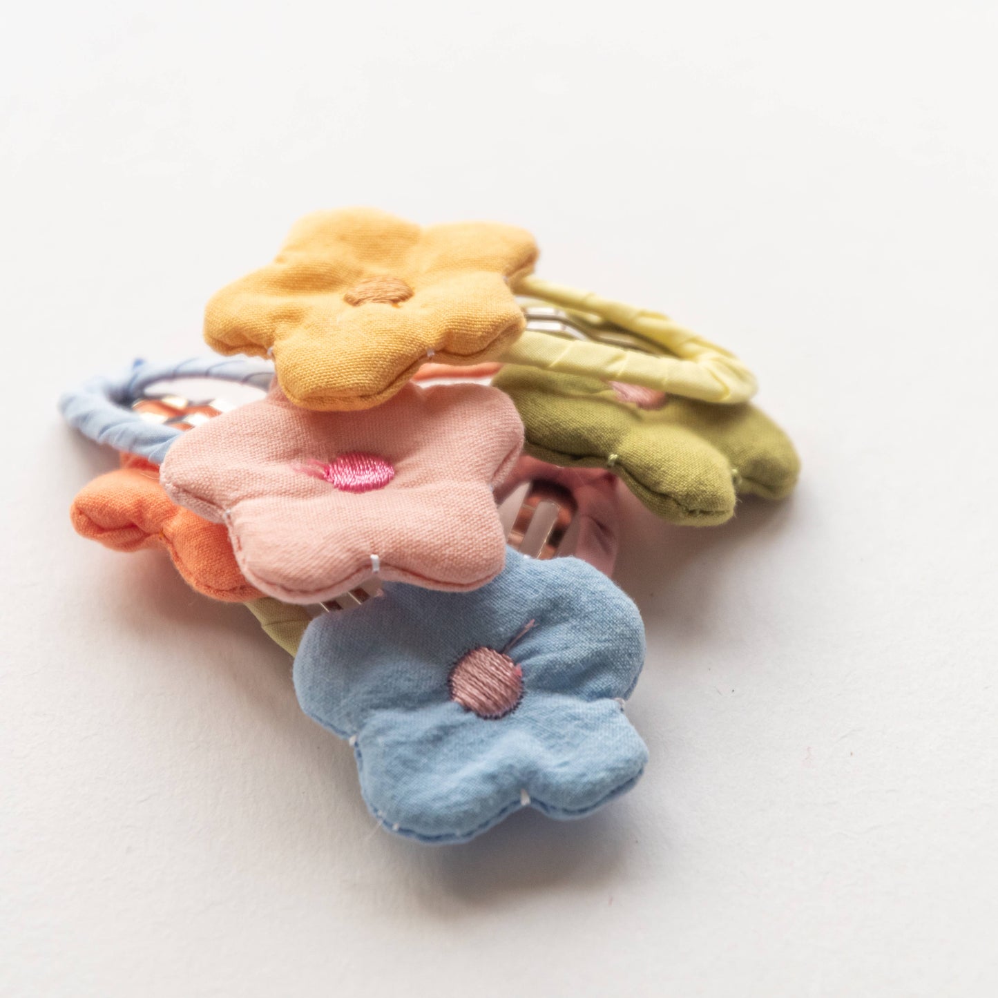 Flower Fabric Snap Hair Clip | Yellow