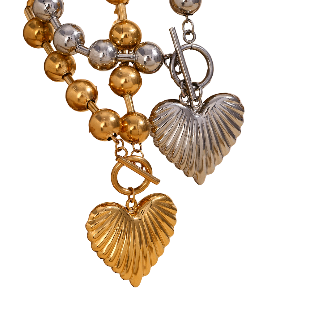 Beaded Heart Statement Necklace