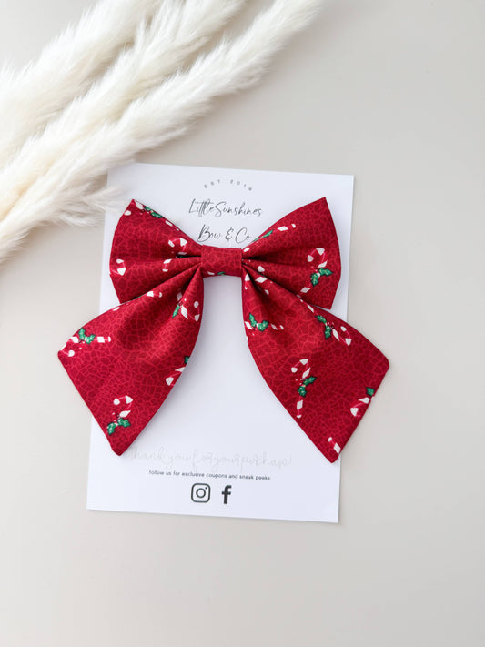 Red Candy Canes Christmas Sailor Bow