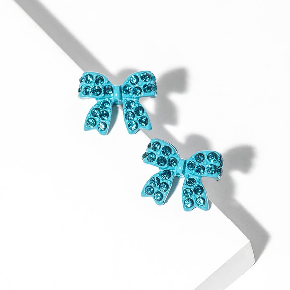 Crystal Rhinestone Bow Stud Earrings