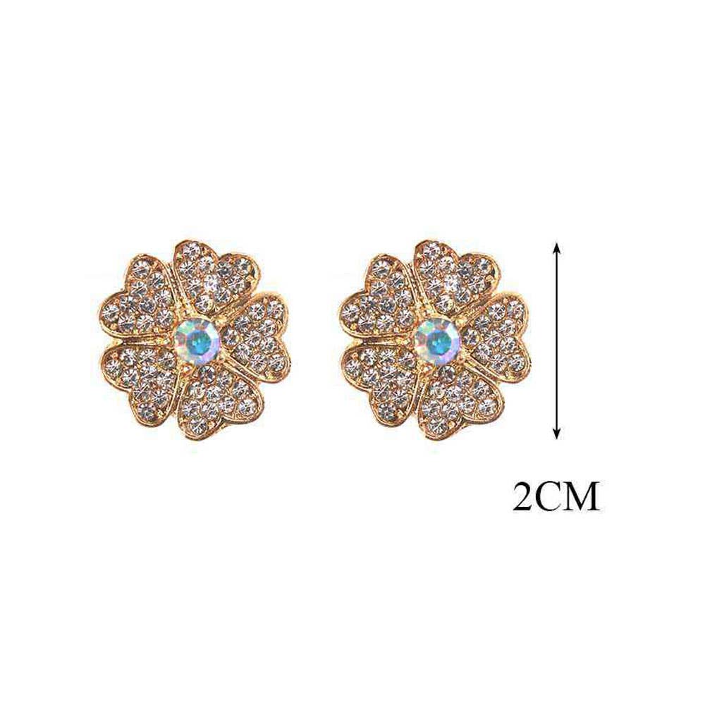 Rhinestone Paved Flower Stud Earrings