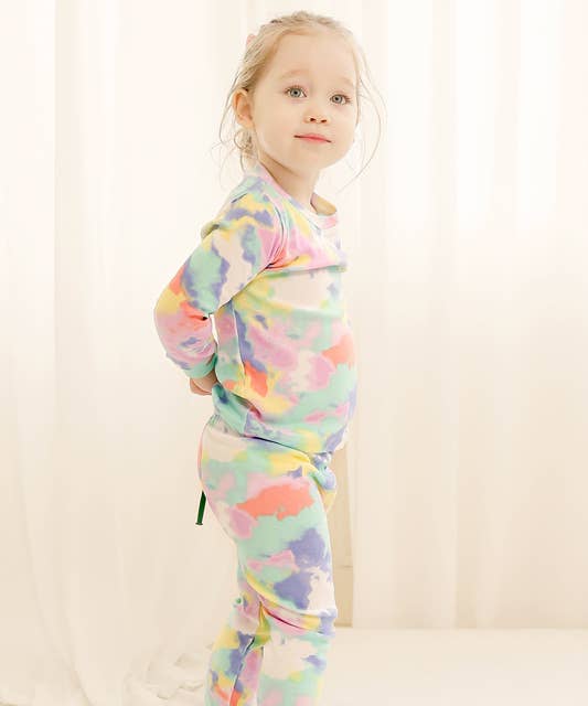 Tie Dyeing Rainbow Mint Long Sleeve PJs