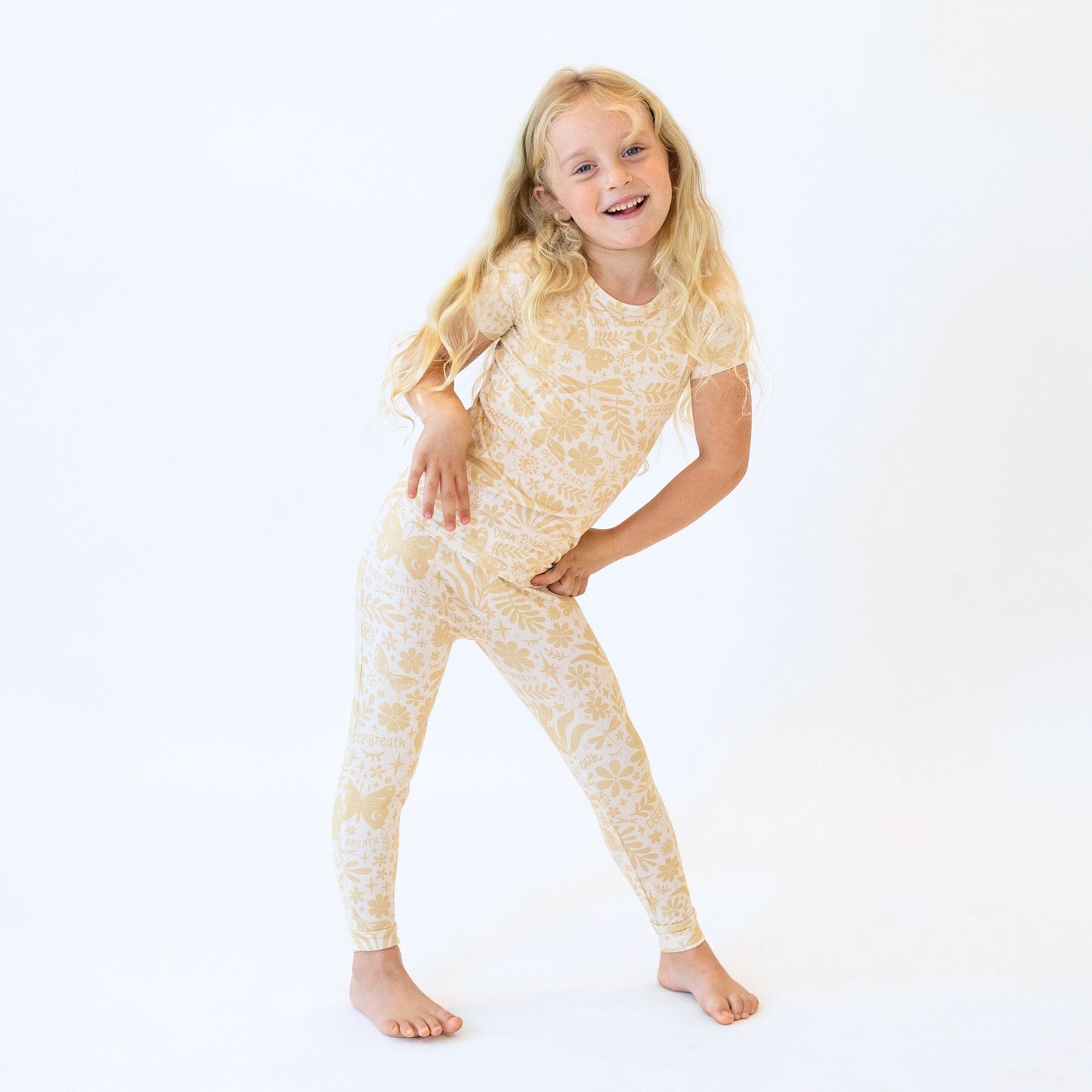 The Second-Skin 2-Piece Short Sleeve Pajama | Om Baby (Beige)