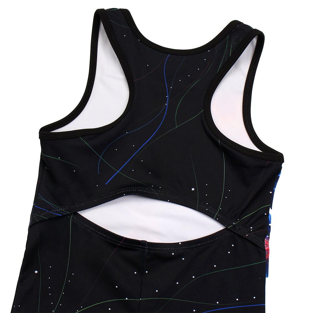 Sparkly Flower Diamond Pattern Biketard Unitard for Girls