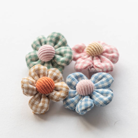 Gingham Flower Hair Clips Bundle | Set of 4