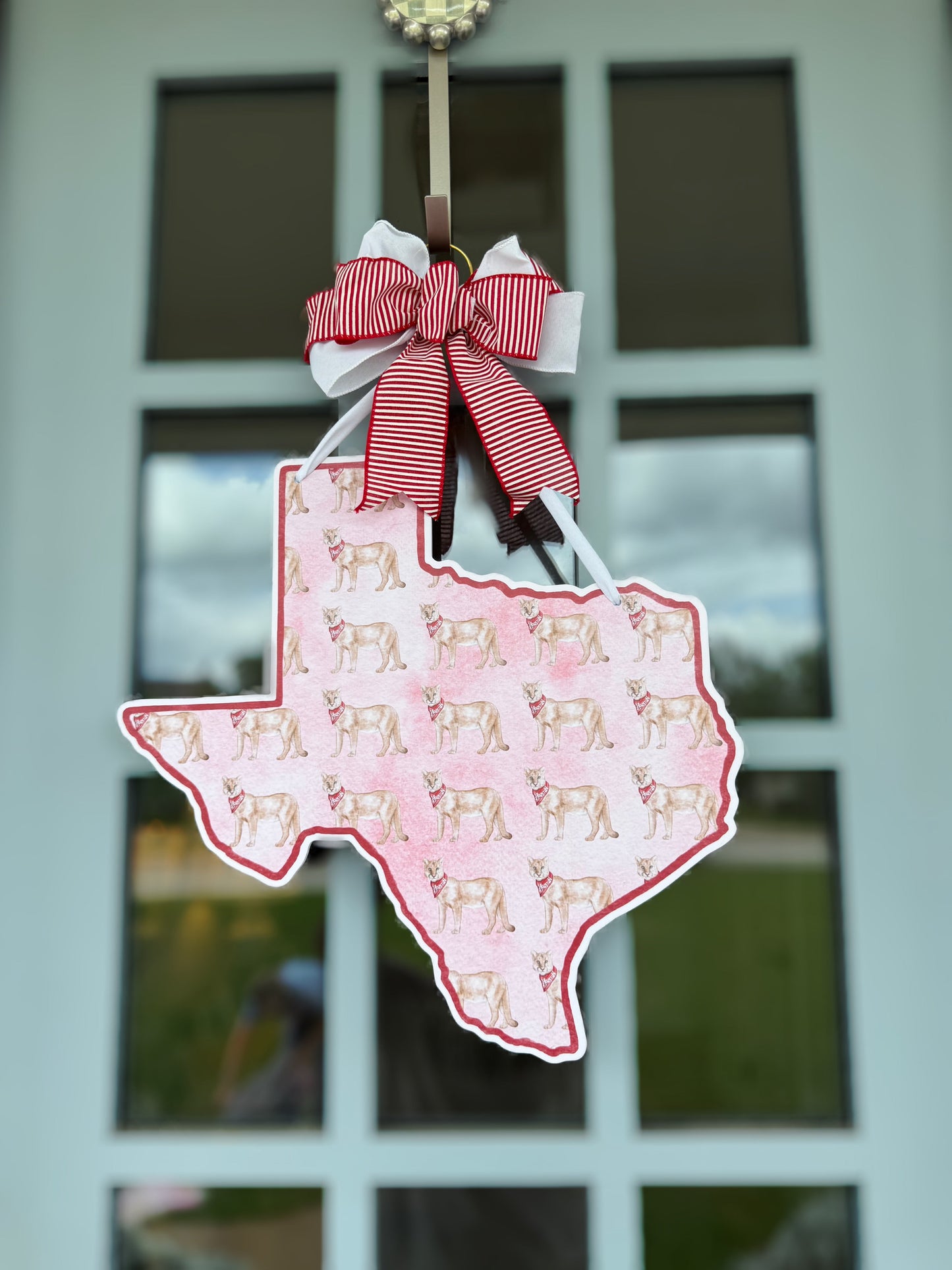 Red and White Cougar Printed Door Hanger