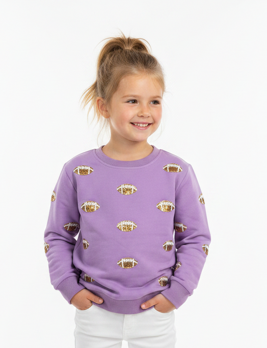 Tweenstyle by Stoopher - Glitter Football Crewneck - Lavender