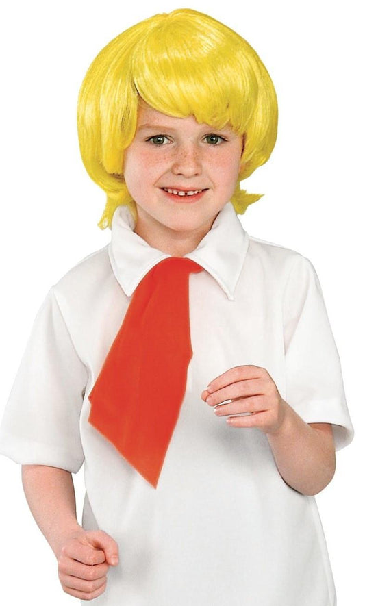 Scooby Doo: Fred Child's Costume Wig Shirt Pants Size Large 12-14