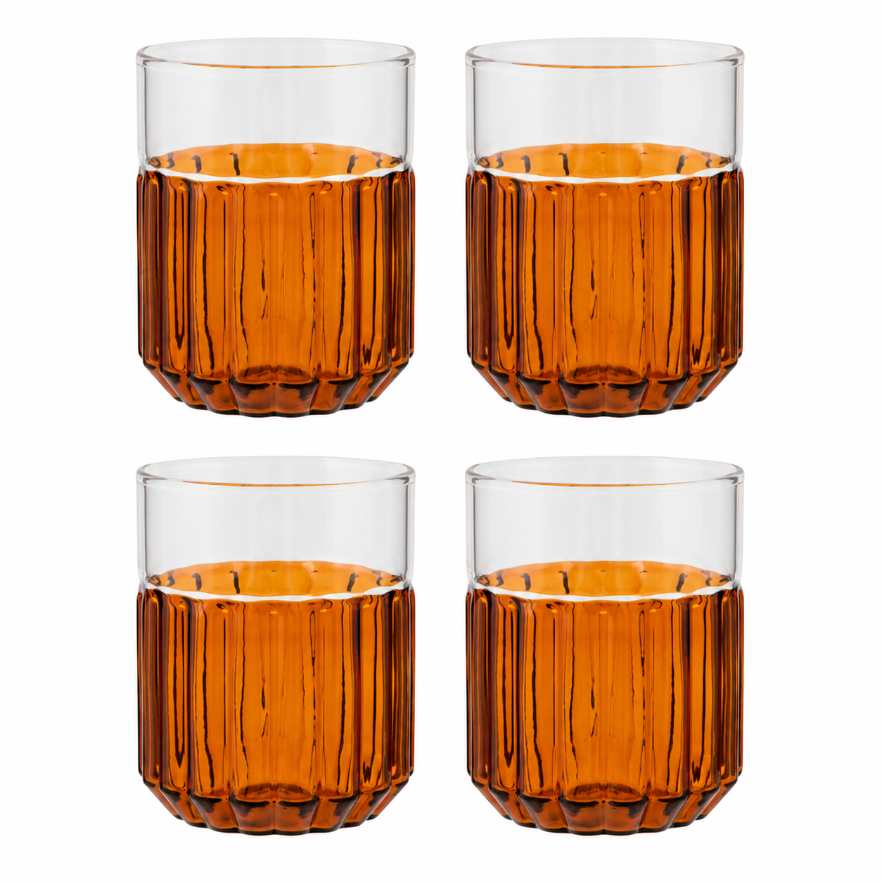 Set of 4 Tumbler 12oz Channel Amber