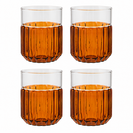 Set of 4 Tumbler 12oz Channel Amber