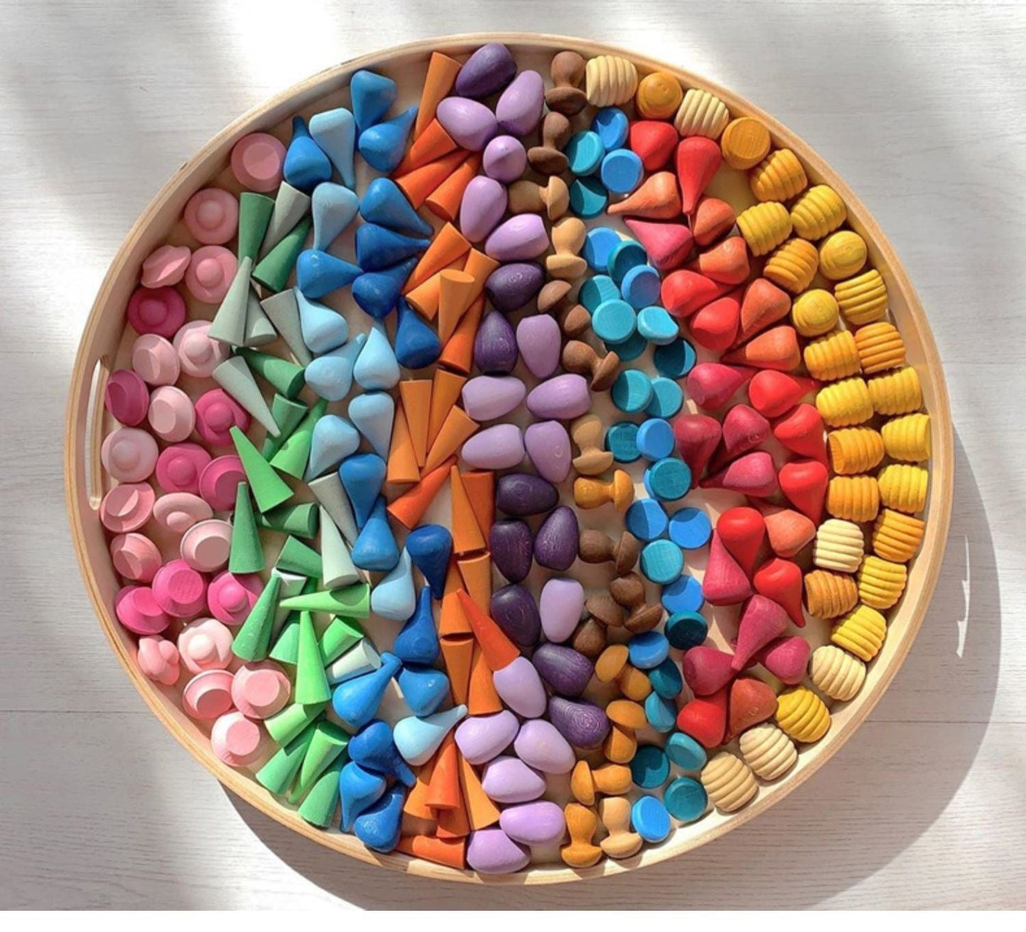 324 Pcs Mandala Loose Parts with Wooden Tray — Open-Ended Play Set