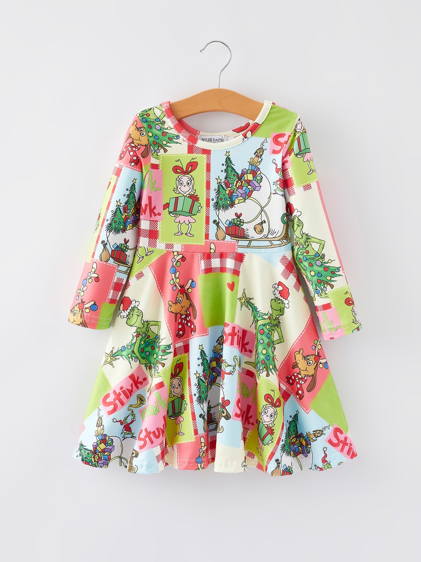 Winter Character Christmas Tree Print Girls Dress