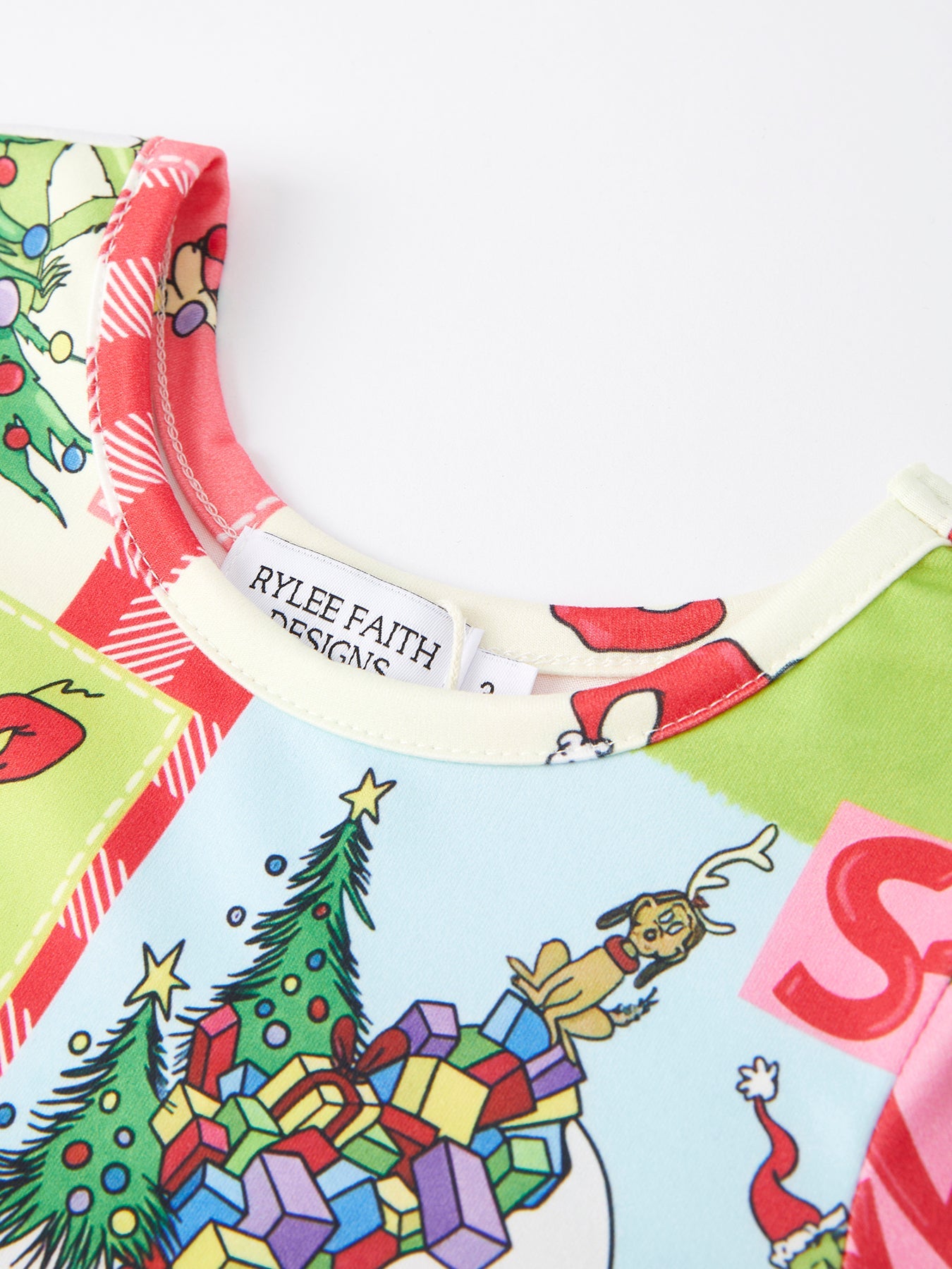 Winter Character Christmas Tree Print Girls Dress