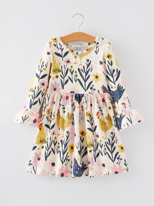 Chicken Print Girls Dress