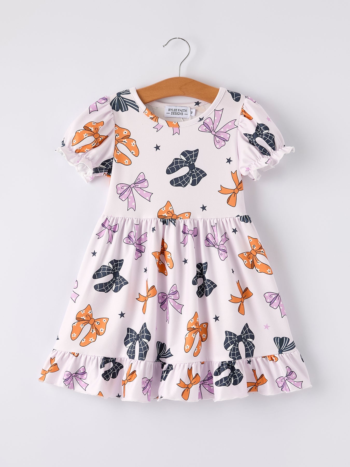 Halloween Bow Print Cute Girls Dress