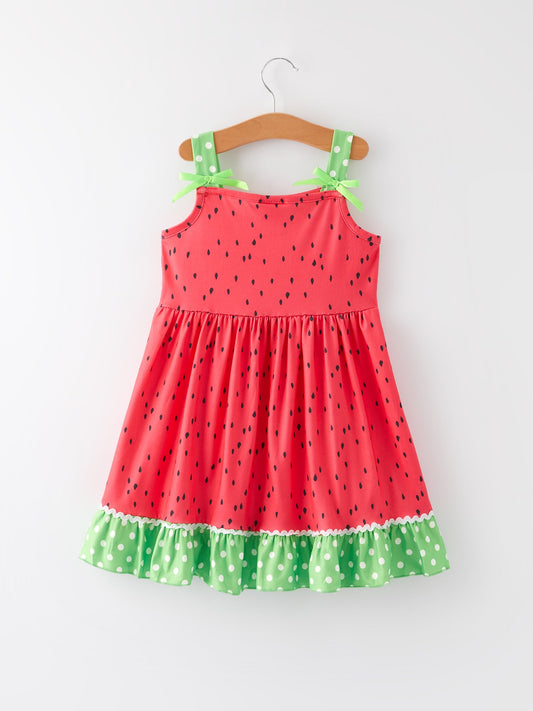 Girls Spring and Summer Watermelon Suspender Dress