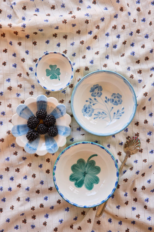 Ceramic Bowl with Hand Painted Good Luck Clover - 11.8 oz