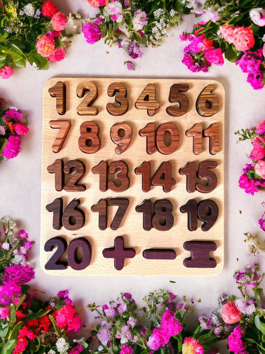 Natural Wooden Alphabet & Numbers Puzzle – Uppercase, Lowercase & Math Options