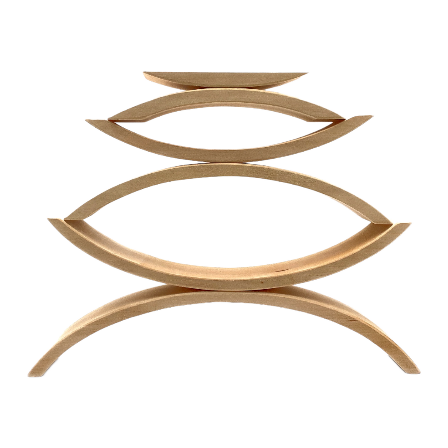 6 Pcs Wooden Bridge Stacking Building Blocks – Natural Wood