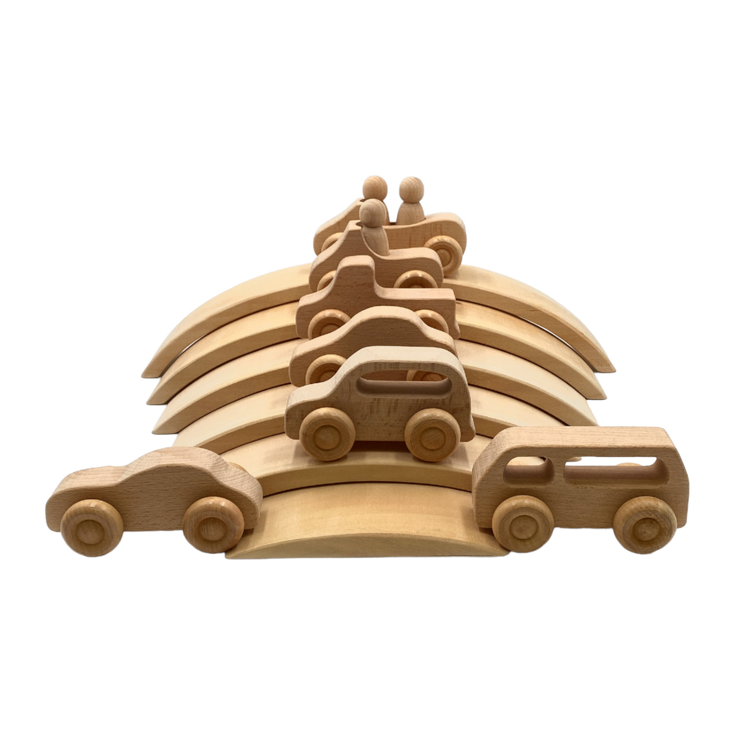 6 Pcs Wooden Bridge Stacking Building Blocks – Natural Wood