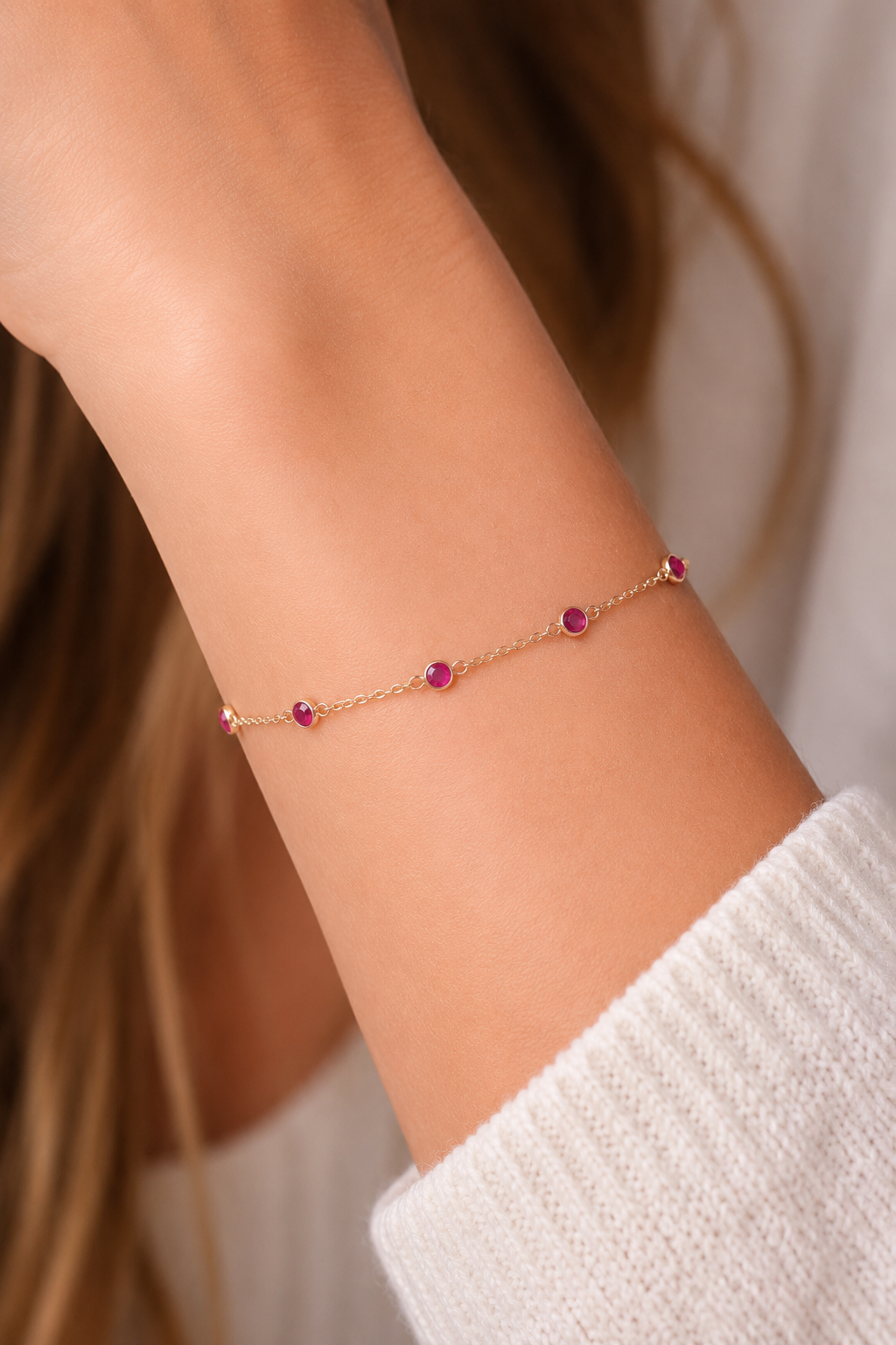 July Birthstone Bracelet:  Ruby