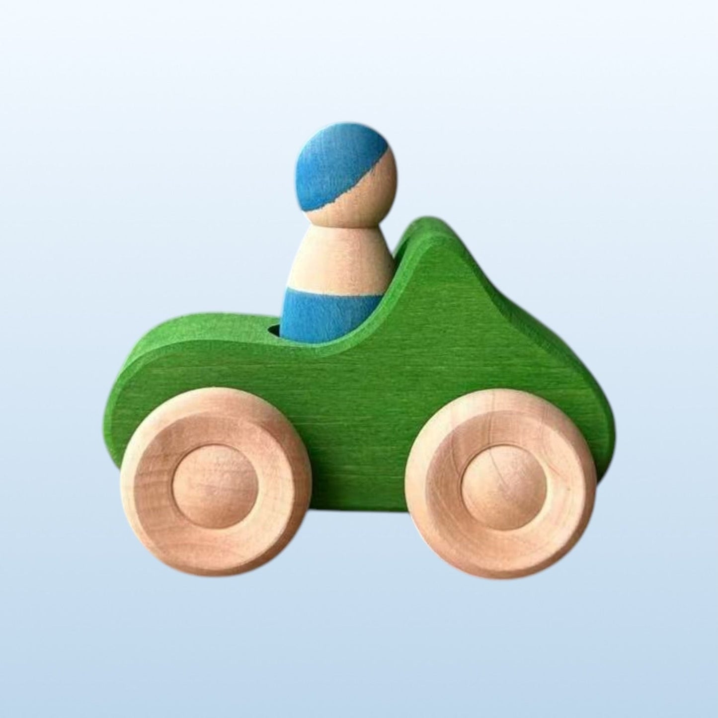 7 Pcs Colored Wooden Rainbow Cars Set with 3 Peg Dolls