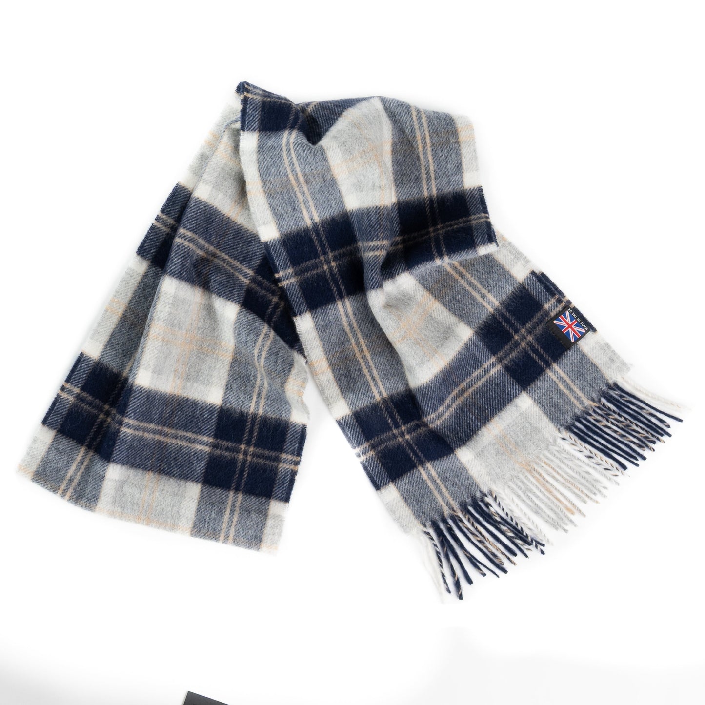 Prince of Scots Heritage Plaid Fringed Merino Wool Scarf - Sterling Silver